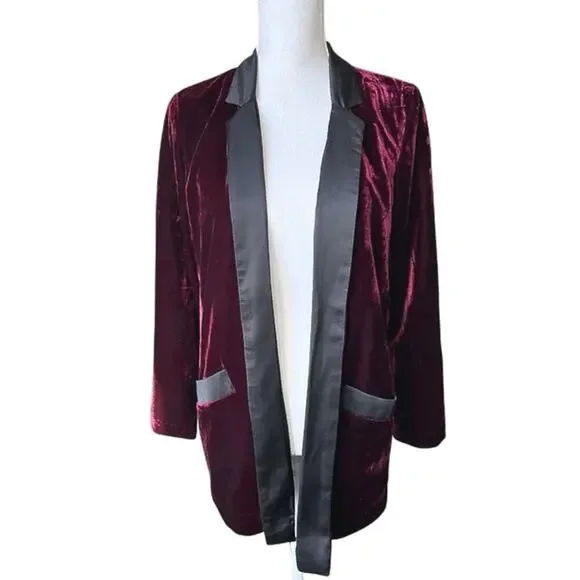 BB Dakota velvet blazer midnight in Paris in Bordeaux holiday relaxed burgundy - Picture 2 of 9